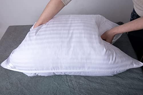 Goose Down Feather Bed Pillows for Sleeping Hotel Collection Queen Pair Pillows Stripe White Queen Set of 2 Pillows - Image 6