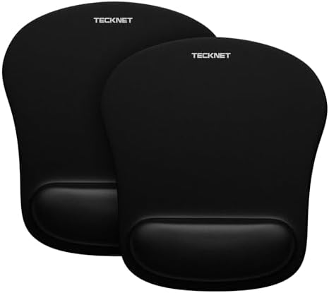 TECKNET 2 Pack Gaming Ergonomic Mouse Pad with Wrist Support Black by Tecknet