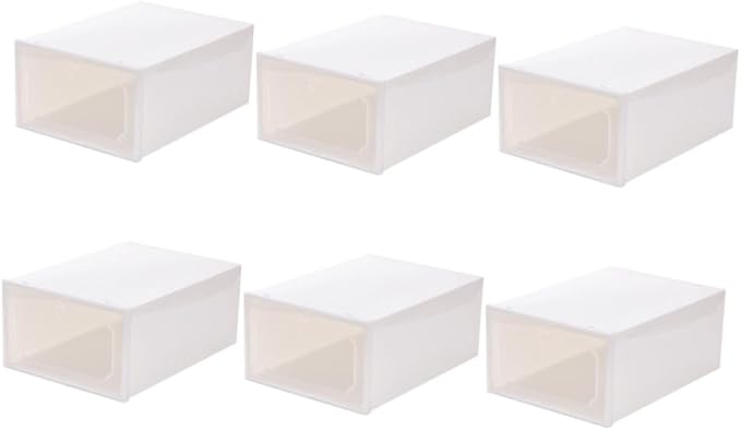 HEALLILY 6Pcs Transparent Creative Shoe Storage Box Plastic Container with Drawer Design for Easy Organization and Protection of Sneakers Stackable and