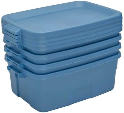 CX Rugged Tote 10-Gallon Heavy Duty Storage Bins with Lids, Stackable Plastic Storage Bins with Weather-Resistant Design, Home Organization, 4 Pack (8.8H x 24.2W x 16.2D)