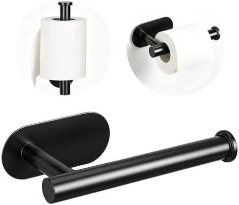 Toilet Paper Holder, Black Stainless Steel, Self-Adhesive No Drilling by Unknown