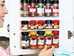 Crazy Chef Spice Clip Grippers For Cabinet Doors - Organizer for Spices - Spice Rack Holds15 Spice Jars - Extemely Strong 3M Adhesive Gripper In White For Pantry 15 Ct