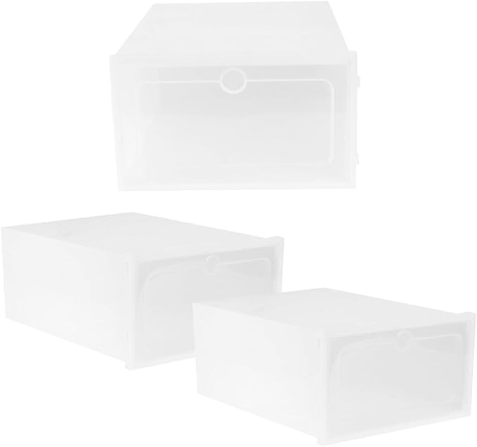 Levemolo 3pcs Thickened Plastic Shoe Box Stackable Storage Organizer for High Heels Sneakers Boots
