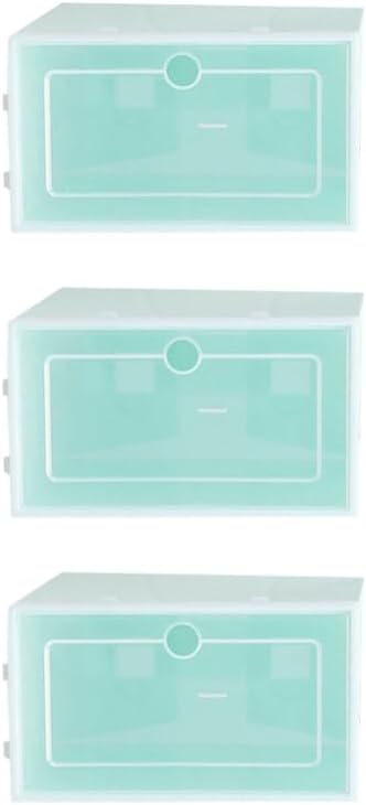 Cabilock 6pcs Stackable Shoes Storage Box Clear Plastic Shoe Container Foldable Racks for Closets Entryways