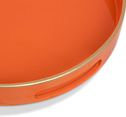 MAONAME Orange Decorative Tray, Oval Plastic Serving Tray with Handles - Image 6