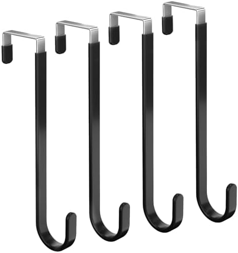 4 Pack Door Hooks for Hanging Clothes & Towels, Heavy Duty Over The Door Organizer Rack for Purses, Hats, Fits Most Standard Interior Doors (Up to 1.4") by CEHIFIA