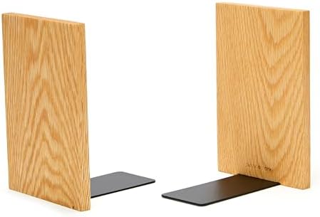Pandapark Wood Decorative Bookends,Non-Skid Bookend for Shelves,Heavy Duty Bookends,Book Stand for Books/CDs,1 Pair (Oak Master) by Pandapark