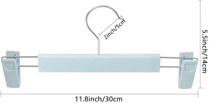 NORTHERN BROTHERS Pants Hangers with Clips Skirt Hangers for Women Plastic Clip Hanger for Pants Clothes Hanger (30pack, Blue)