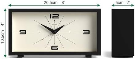 JONES CLOCKS® Odeon Desk Clock | Modern Rectangular Design | Black | Stylish Retro Look for Shelf, Table, Mantel or Bedside - Image 4