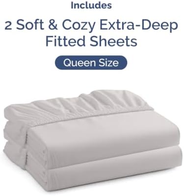 CGK Linens 2 Pack Extra Deep Queen Fitted Sheets - French Grey - Image 4