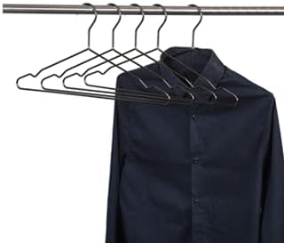 17 Inch Black Silver Heavy Duty Shirt Blouse Coat Suit Hanger 50 Pack, Space Saving Slim Wire Hanger for Camisole Trousers Dress