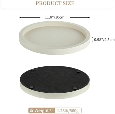 Hanobe Round Decorative Trays for Modern Coffee Table Decor, Cream White - Image 6