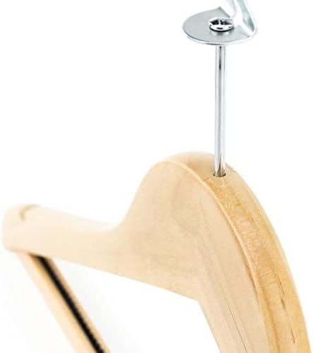 HANGERWORLD Natural Wooden Hotel Style Security Clothes Hangers - 10 Pack, Metal Anti Theft Ring Lock