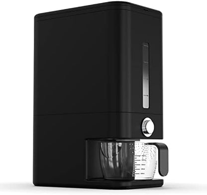 Rice Dispenser - 26.5 lbs Rice Storage Container with Measuring Cup, Rice Scoop & Sponge – Large Cereal Grain Bucket with Scale for Kitchen Pantry Organization, BPA-free, Airtight (Black)
