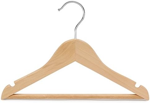 Children's Natural Finish Wood Top Hangers with Bar (Set of 5)