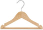 Children's Natural Finish Wood Top Hangers with Bar (Set of 5)