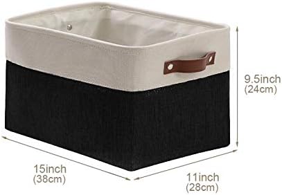 DECOMOMO Storage Bins, Large Fabric Storage Baskets for Shelves, Decorative Linen Closet Organizer, 15 x 11 x 9.5 inches (Black & White, 4 Pack)
