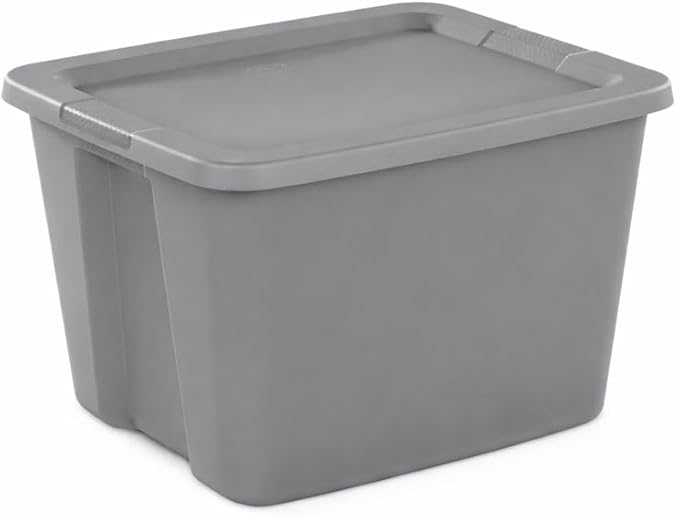 18 Gallon Plastic Storage Tote with Secure Snap-On Lid, Stackable Storage Bin for Linens, Seasonal Decor, Keepsakes & Home Organization (Gray)