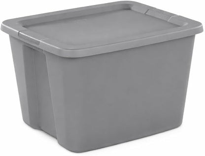 18 Gallon Plastic Storage Tote with Secure Snap-On Lid, Stackable Storage Bin for Linens, Seasonal Decor, Keepsakes & Home Organization (Gray)
