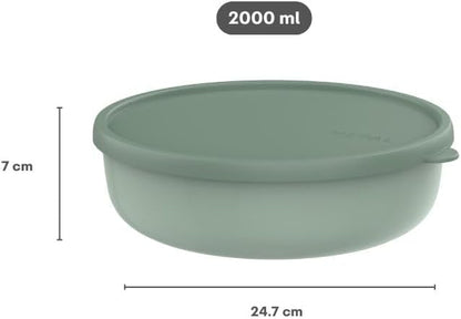 Mepal - Lumina Microwave Cookware - Food Storage Containers with Lid for Fridge, Freezer, Steamer & Microwave - Microwave Bowls with Lid - Storage Box - 2000 ml - Nordic Black