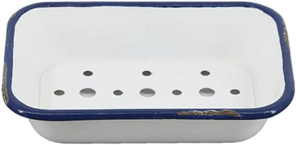Joy Choice 6.5" Farmhouse Soap Dish with a Tray - White Metal Soap Dish for Bathroom, Tub and Kitchen, Farmhouse Sponge Holder for Kitchen Sink(White)