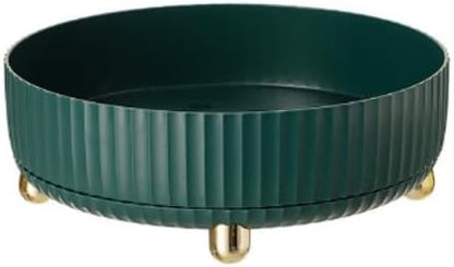 360°Rotating Organizer,Lazy Cosmetic Perfume Storage Organizer,Large-Capacity Round Display Box,Suitable for Bathroom Countertops,Dressers (Peacock Green)