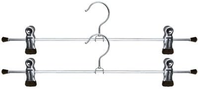 Mawa by Reston Lloyd Space-Saving Clothes Hanger for Pants and Skirts with Two Non-Slip Clips, Style K/30D, 12-Inch, Set of 2, Black