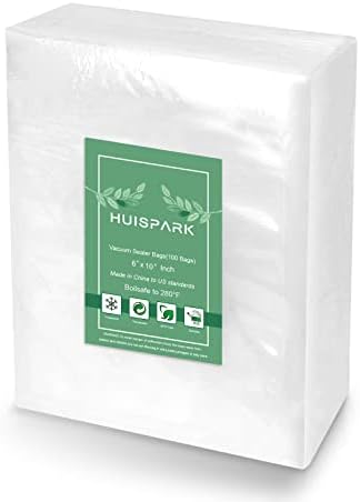 Vacuum Sealer Bags, Heavy Duty Pre-Cut Design Commercial Grade Food Sealable Bag for Heat Seal Food Storage, 6" x 10" 100 Pcs Smell Proof Bags Boilsafe to 280°F Freezable, Resizable by HUISPARKDirect