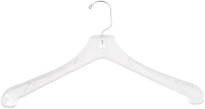 NAHANCO Plastic Coat Hanger - Heavy Weight w/Short Hook - 17" Clear (Pack of 100), Made in America