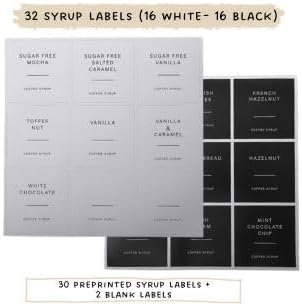 Coffee Bar Accessories: Coffee Syrup Dispenser Set with 2 Glass Bottles (19.6 Oz), Gold Pumps, Funnel, Waterproof Syrup Labels, 2 Golden Spoons, and Straw Brush - Elegant Syrup Dispenser
