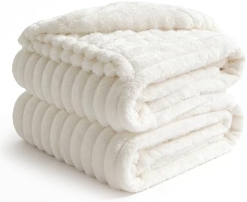 BEDELITE Ribbe Blankets Queen Size for Bed, Cream, 90"x90" by BEDELITE