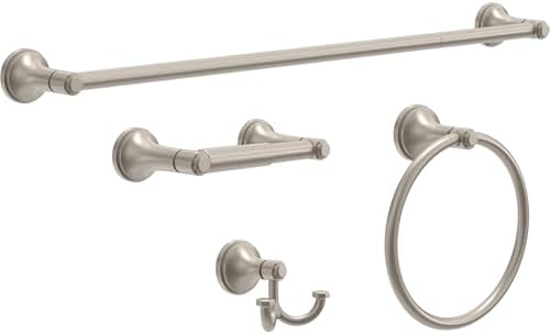 Franklin Brass Brushed Nickel Spring Loaded Toilet Paper Holder, Traditional Wall Mount Toilet Paper Storage - Woodruff WDRF50-SN - Image 5