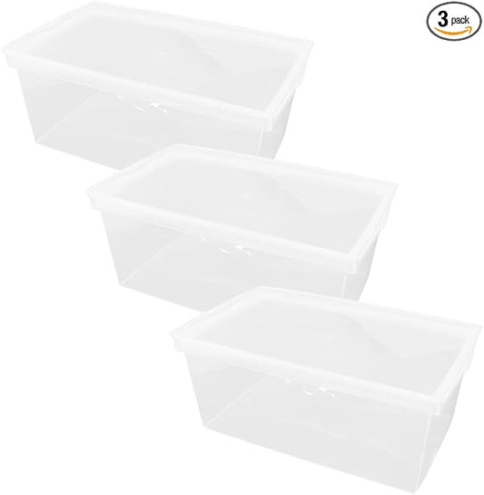 Superio 3-Pack Shoe Box Modern Storage Container - 6.5 Quart/6 Liter, Stackable Plastic Shoe Box Organizer (13.5" L x 8.35" W x 5.2" H)