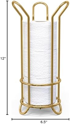 BROOKSTONE Toilet Paper Holder Stand, Modern and Minimal Free Standing Toilet Paper Stand with Storage, Bathroom Tissue Organizer that Holds Mega Rolls - Gold - Image 6