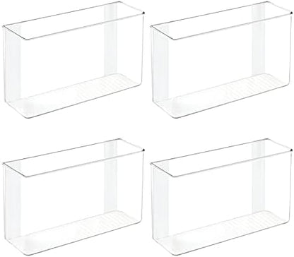mDesign Plastic Adhesive Mount Storage Organizer Container for Kitchen or Pantry Wall Organization - Space Saving Holder for Sandwich Bags, Foil - 11" Wide - Ligne Collection - 4 Pack - Clear
