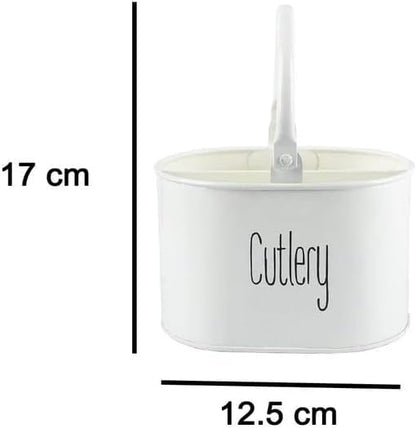 Metal Self Draining Tableware Storage Box - Spoon, Knife, Fork, Chopstick, Cutlery Holder Kitchen Organizer Stand Dining Multifunctional Stand Drawer Organisers, (White)
