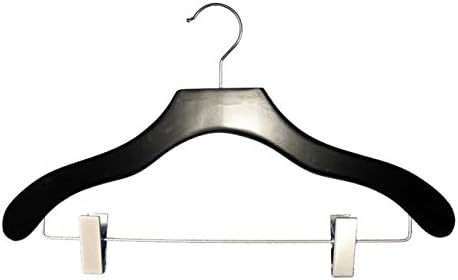 NAHANCO Contemporary Collection: Wooden Coordinate Hanger with Euro Clips, 17" Black (Pack of 100)