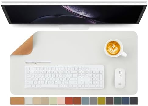 Cork Desk Mat - Dual-Sided Desk Pad for Office and Home - Desk Organization and Accessories - Ideal for Large Mouse Pad and Desk Mats on Top of Desks(White,27.6"x 13.8") by HOMIEAZICOZI