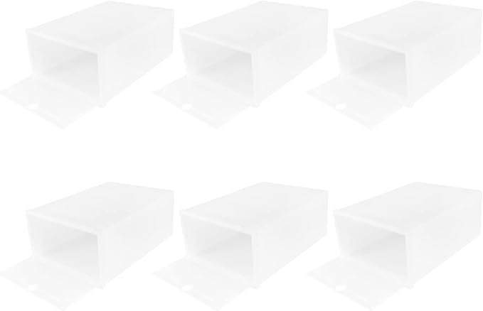 Alipis 6pcs Stackable Transparent Shoe Storage Boxes White Plastic Container for Organized Closets Entryway and Under-bed Storage for Shoes and Item Organization