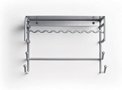 Silver 10" Wall Mount Jewelry & Accessory Storage Rack Organizer Shelf for Earrings, Bracelets, Necklaces, & Hair Accessories