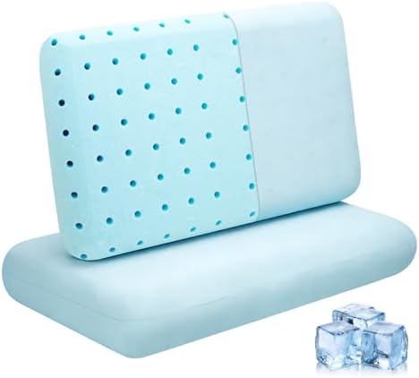 HIMOON Cooling Memory Foam Pillow, Bed Pillow for Sleeping, Standard Size, Breathable Memory Foam, Premium Support with Washable Cover for Back, Side and Stomach Sleepers (2 Packs) by SYCOODEAL