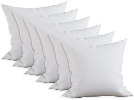 Elegant Comfort 6-Pack Pillow Insert Poly-Cotton Shell Siliconized Fiber Filling, 12 x 12, White 6 Count by ELEGANTCOMFORT