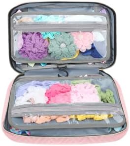 MICOM Hanging Hair Accessories Storage Bag - Organizer for Girls' Hair Bows, Clips, Headbands, Scrunchies & Ties - Display Case with Hook