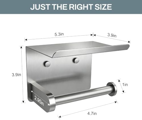 SetSail Toilet Paper Holder with Shelf Adhesive or Screw-in Brushed Nickel - Image 3