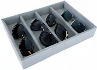 Sunglasses Eyewear Watch Tray Gray Velvet Stackable Organizer Premium Quality Jewelry Storage Multi Function Hallway Orgnization Drawer Divider