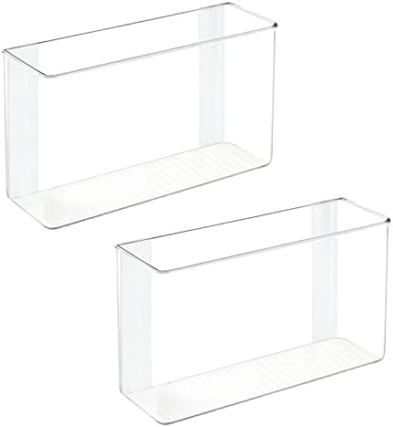 mDesign Plastic Adhesive Mount Storage Organizer Container for Kitchen or Pantry Wall Organization - Space Saving Holder for Sandwich Bags, Foil - 11" Wide - Ligne Collection - 2 Pack - Clear - Image 7