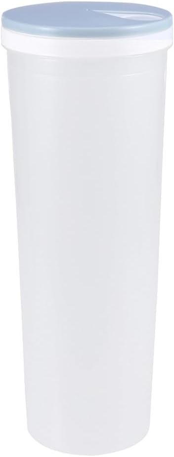SHOWERORO Clear Plastic Noodles Container with Rotating Lid Multifunctional Food Storage Box for Grains Cereal Beans Nuts Spaghetti Light Blue