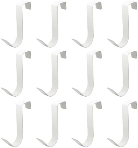 Over Cabinet Door Hooks, White, 12 Pack by PHITUODA