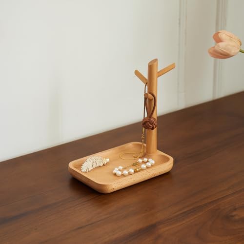 Solid Beech Wood Key Tray and Bowl, Beech, Small - Image 3