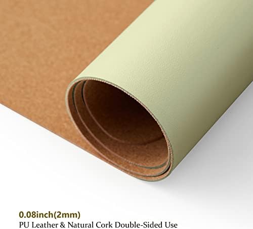 Cork Desk Mat - Small Dual-Sided Desk Pad for Office and Home - Desk Organization and Accessories - Ideal for Large Mouse Pad and Small Desk Mats on Top of Desks(Light Green,23.6"x 13.8") - Image 3